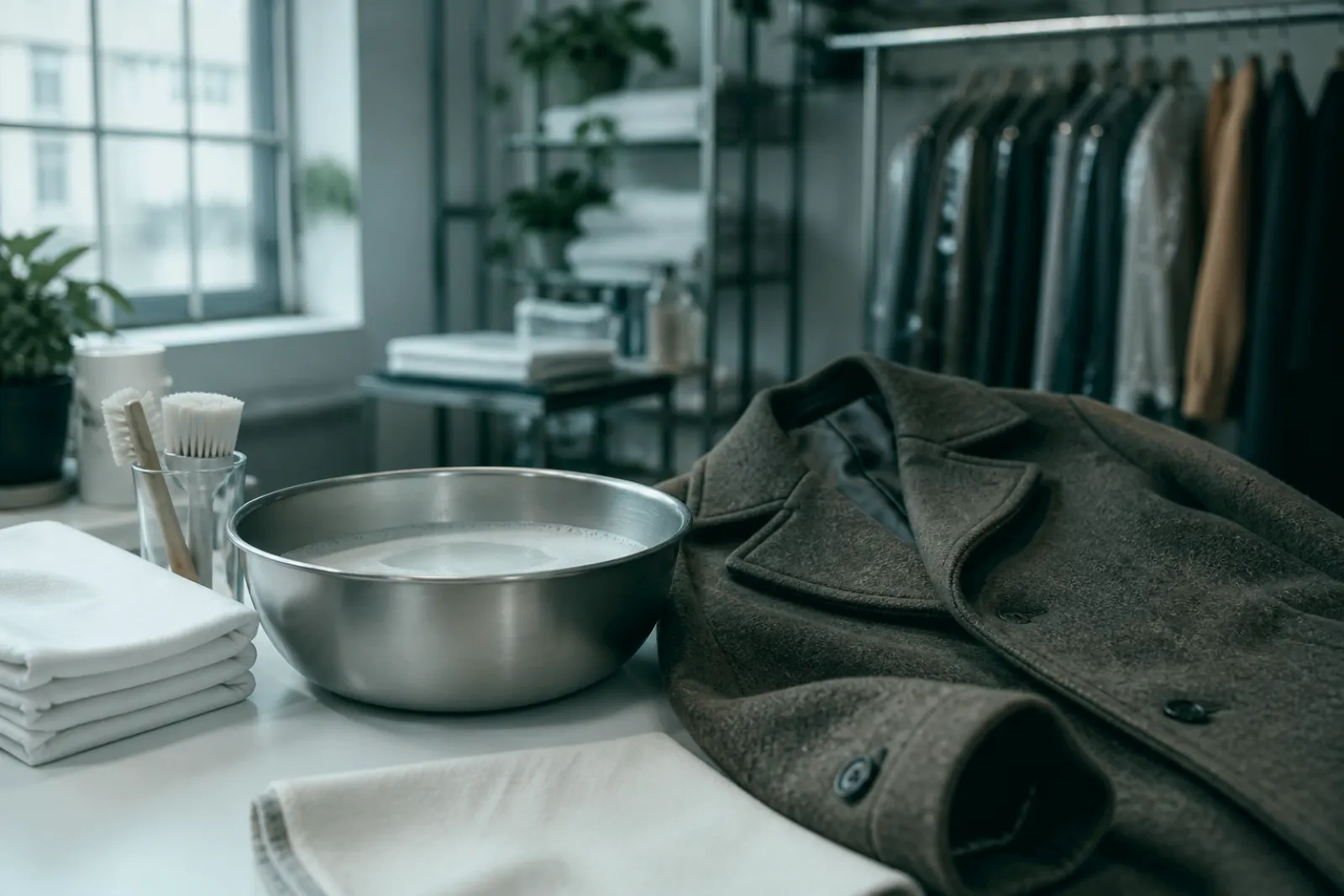Cleaning in water with biodegradable detergent instead of perc