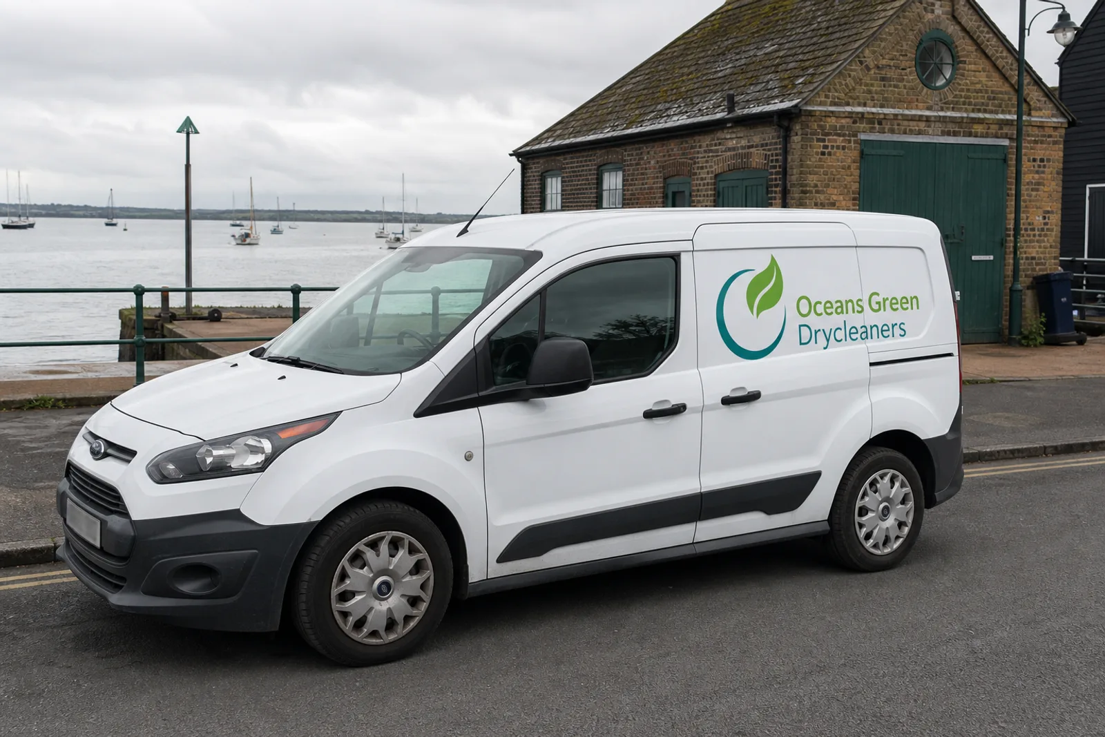 Oceans Green collection van with the logo on the side