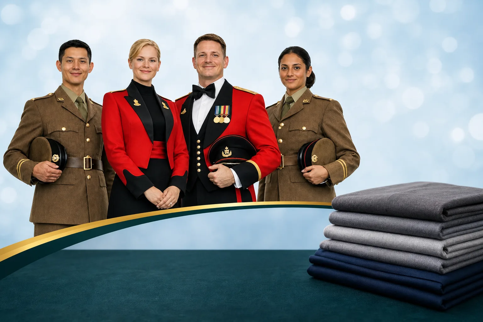 Service dress and mess kit personnel beside folded uniform ready for collection