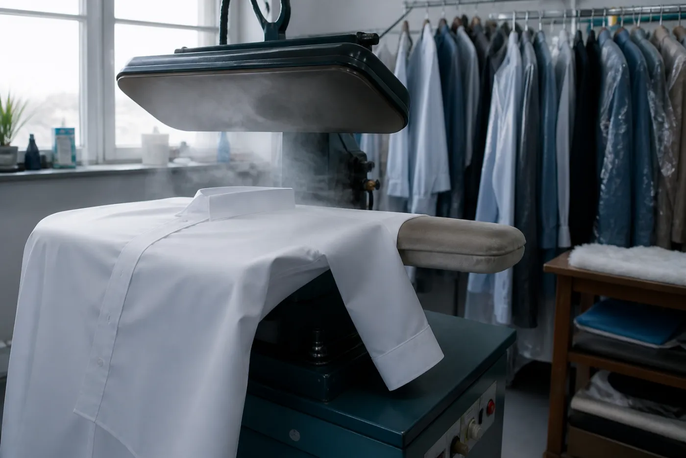 Shirt being pressed